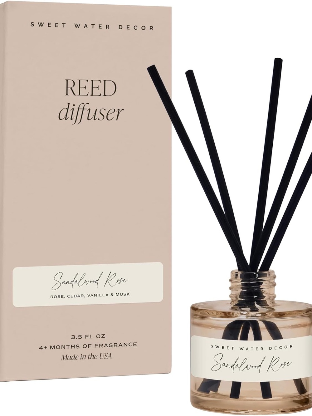 Sandalwood Rose Reed Diffuser - Black Reeds